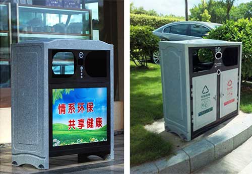  欣方圳仿大理石垃圾桶廠家為清遠(yuǎn)高校送貨上門。