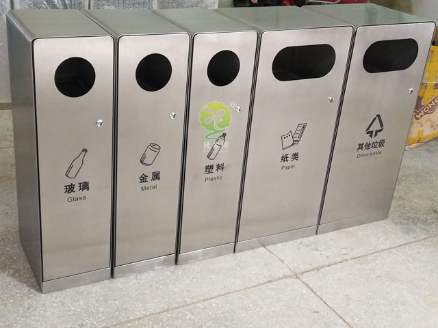 戶外五分類(lèi)垃圾箱-不銹鋼戶外組合垃圾箱批發(fā)廠家